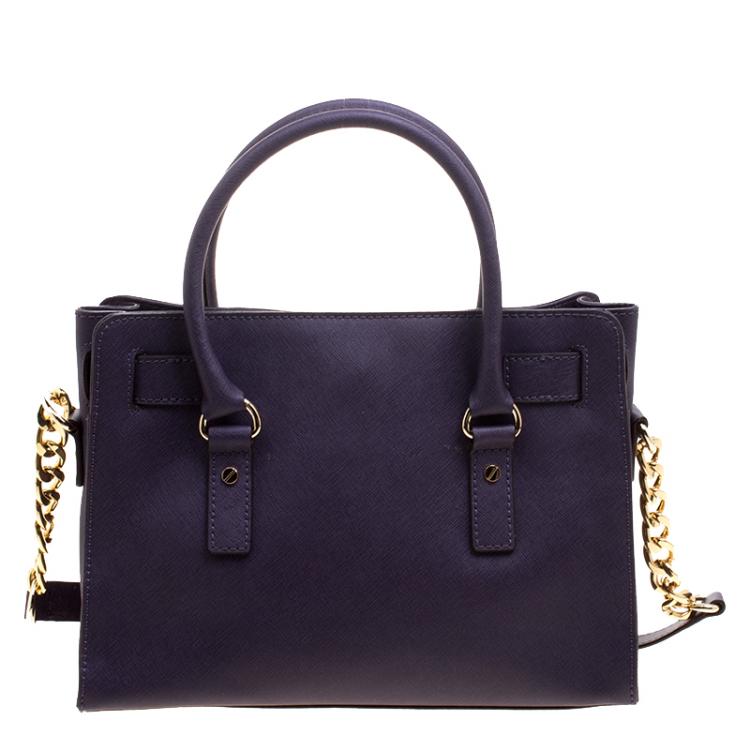 Pre Owned Michael Kors Purple Leather Hamilton Satchel