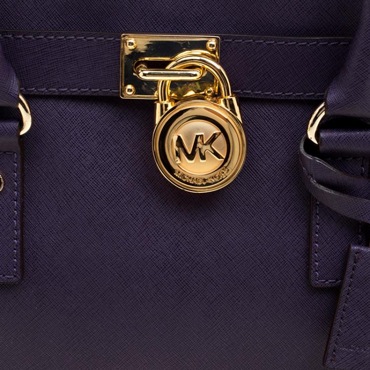Pre Owned Michael Kors Purple Leather Hamilton Satchel
