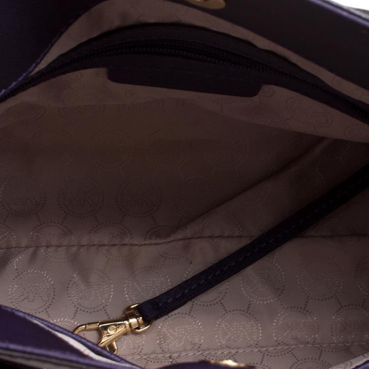 Pre Owned Michael Kors Purple Leather Hamilton Satchel