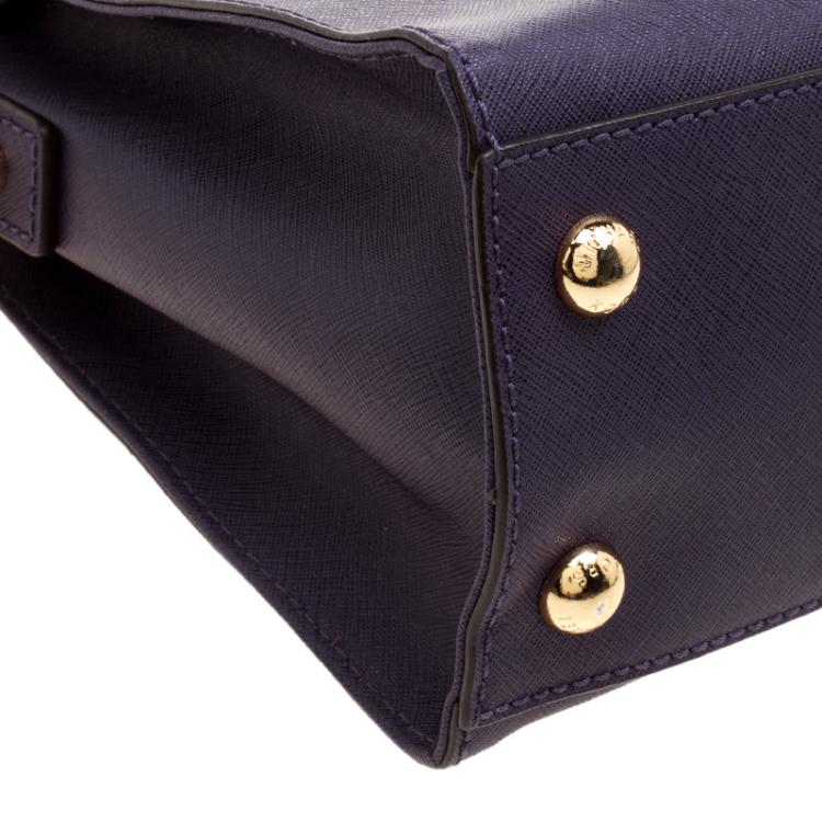 Pre Owned Michael Kors Purple Leather Hamilton Satchel