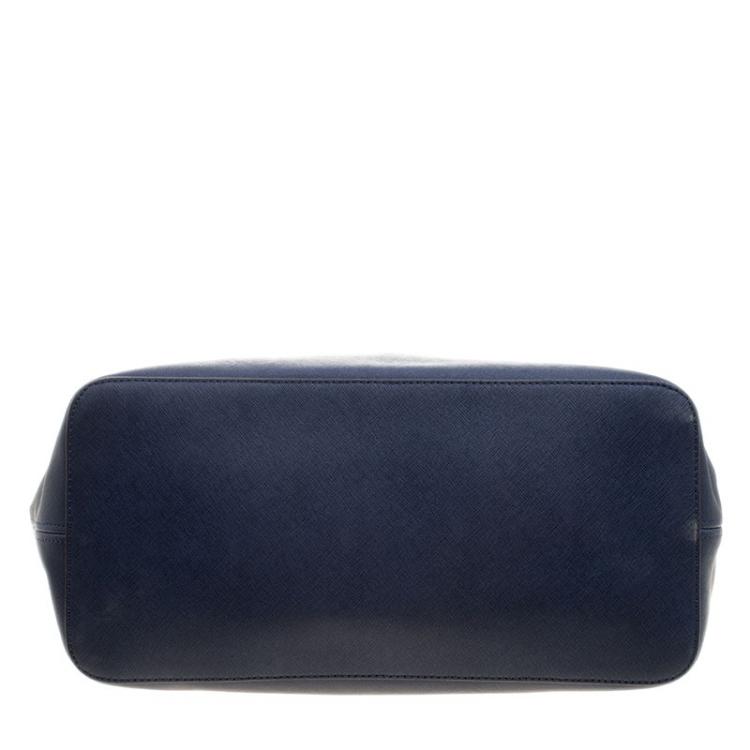 Pre Owned Michael Kors Navy Blue Leather Jetset Tote