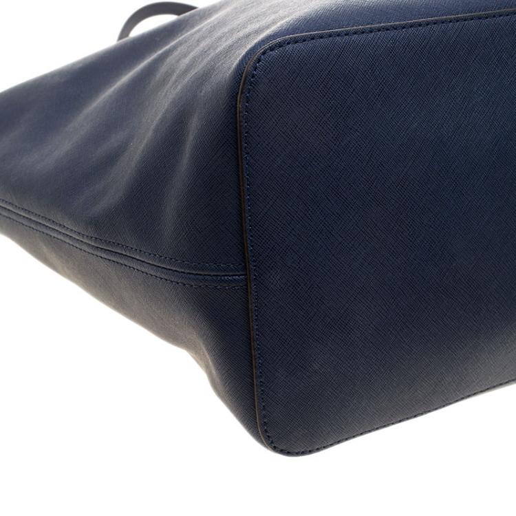 Pre Owned Michael Kors Navy Blue Leather Jetset Tote
