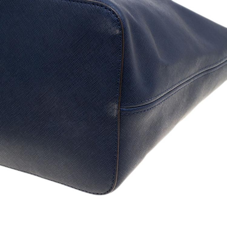 Pre Owned Michael Kors Navy Blue Leather Jetset Tote