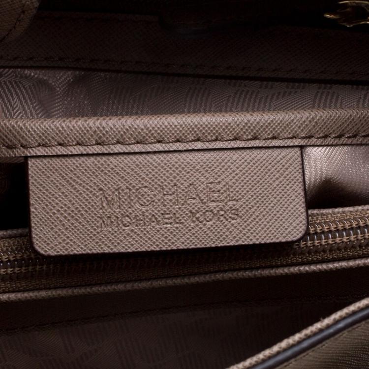 Pre Owned Michael Kors Brown Leather East West Hamilton Tote