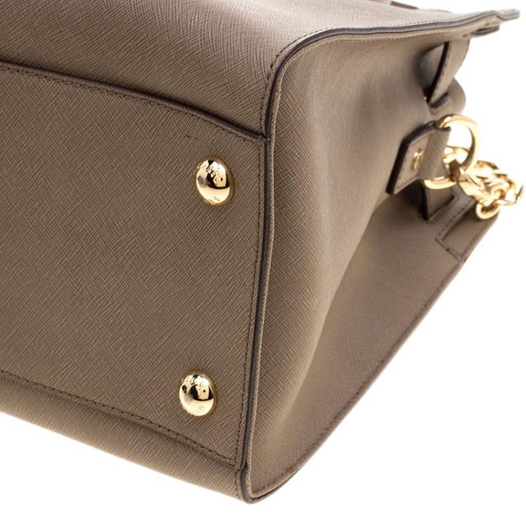 Pre Owned Michael Kors Brown Leather East West Hamilton Tote