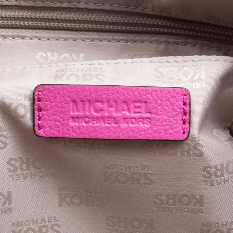 Pre Owned Michael Kors Brown/Pink Canvas and Leather XL SummerTote