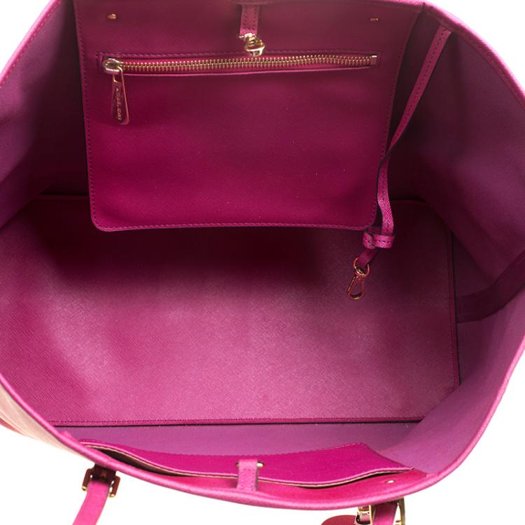 Pre Owned Michael Kors Fuschia Leather Jetset Tote