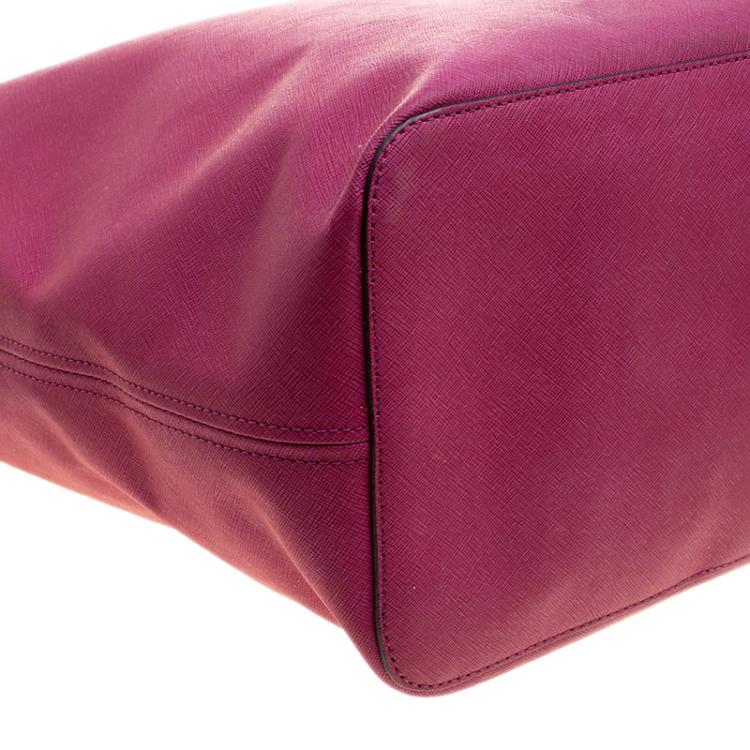Pre Owned Michael Kors Fuschia Leather Jetset Tote