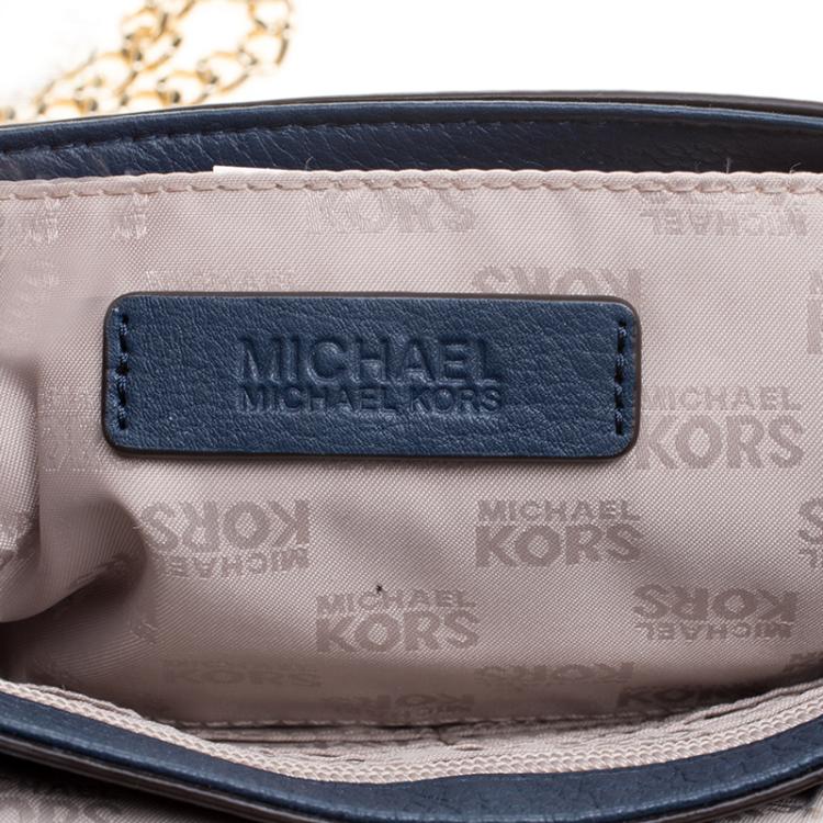 Pre Owned Michael Kors Blue Leather Shoulder Flap Bag