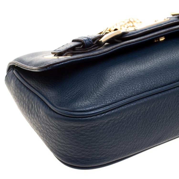 Pre Owned Michael Kors Blue Leather Shoulder Flap Bag