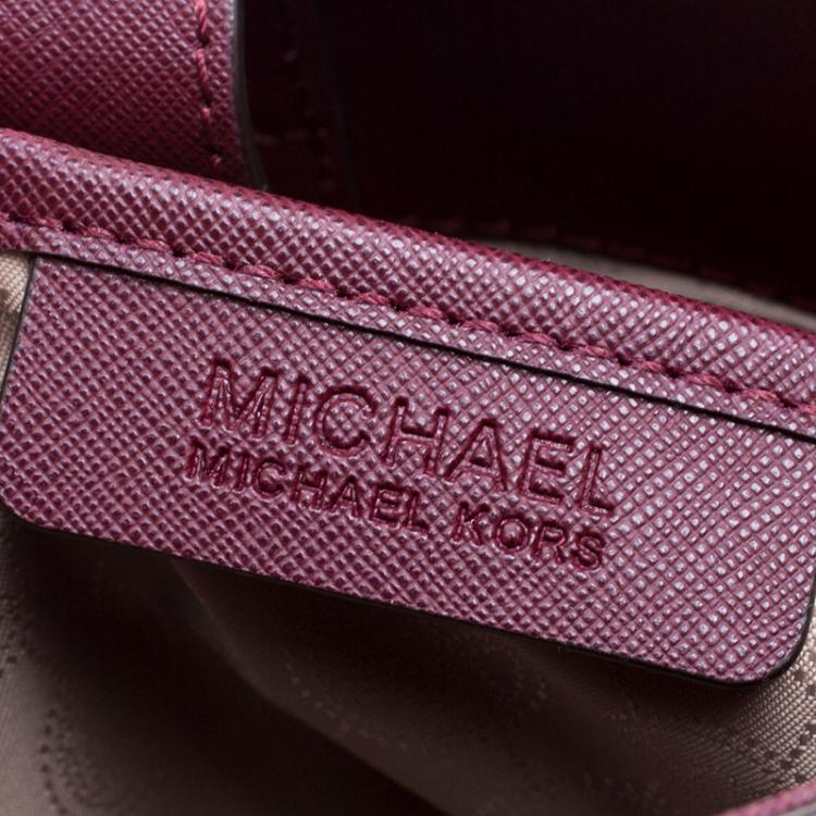 Pre Owned Michael Kors Burgundy Leather East West Hamilton Tote