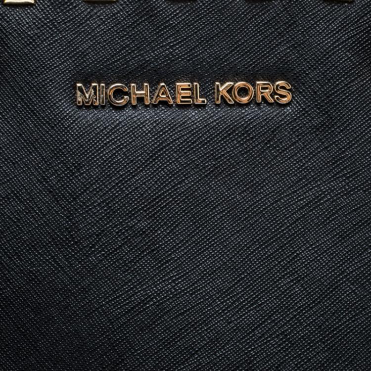 Pre Owned Michael Kors Black Leather Medium Selma Studded Tote