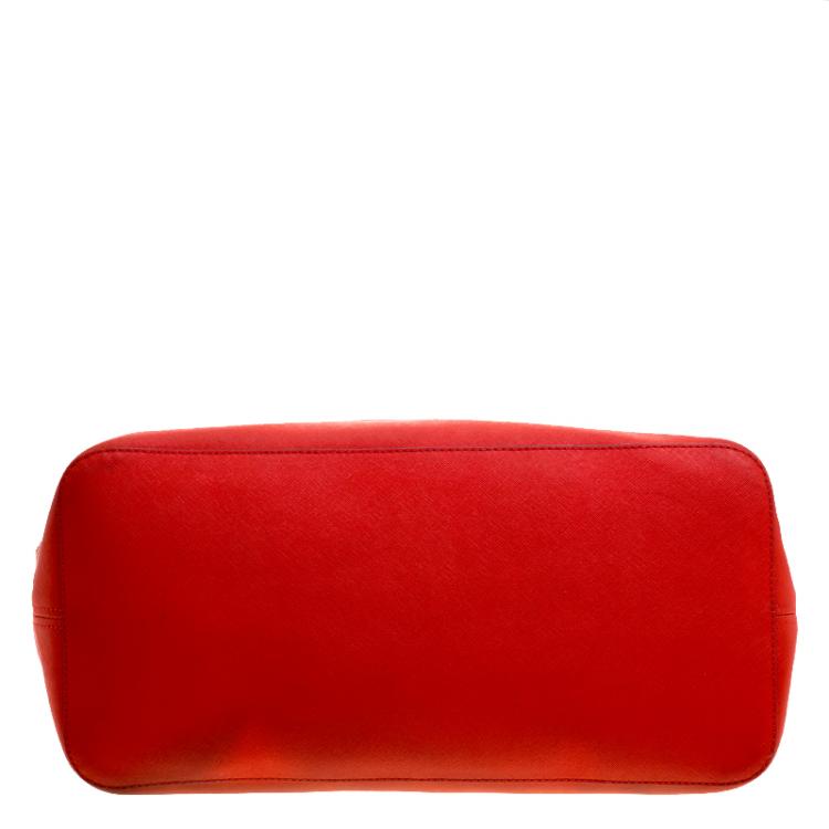 Pre Owned Michael Kors Red Saffiano Leather Jetset Tote