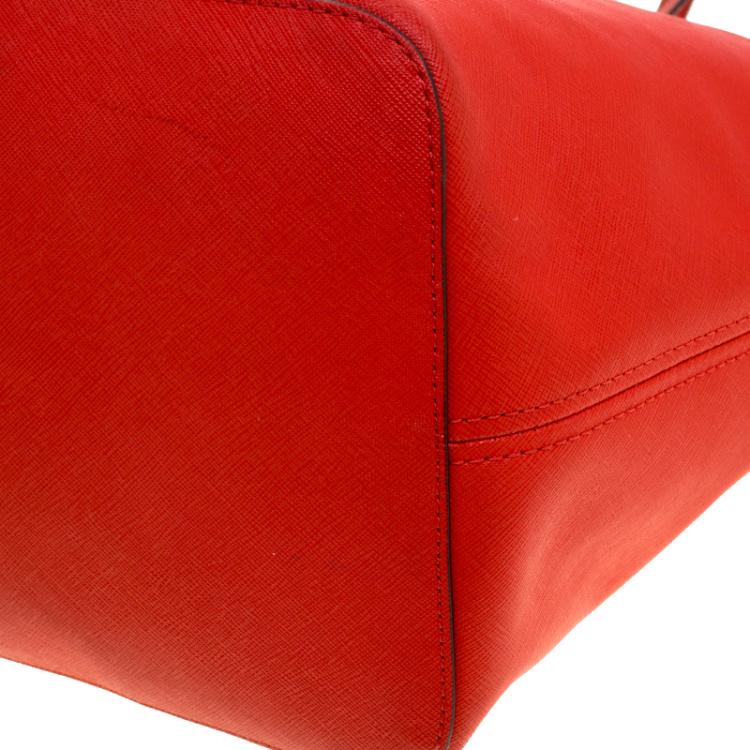 Pre Owned Michael Kors Red Saffiano Leather Jetset Tote