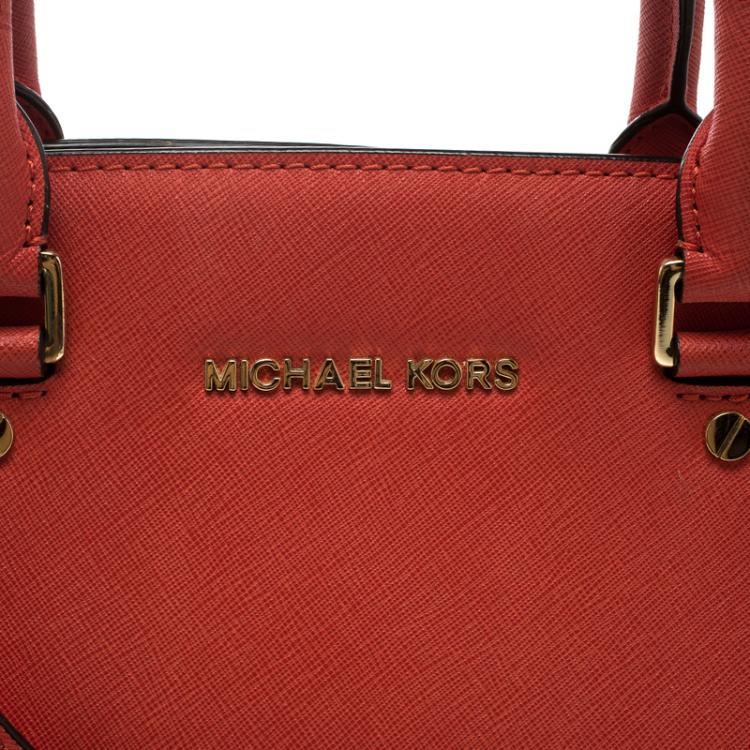 Pre Owned Michael Kors Red Saffiano Leather Medium Selma Tote