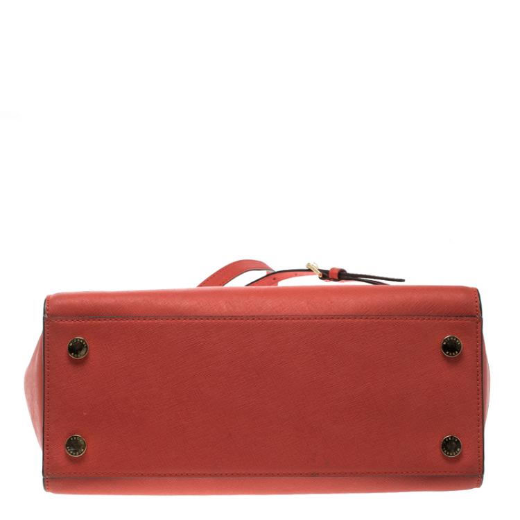 Pre Owned Michael Kors Red Saffiano Leather Medium Selma Tote