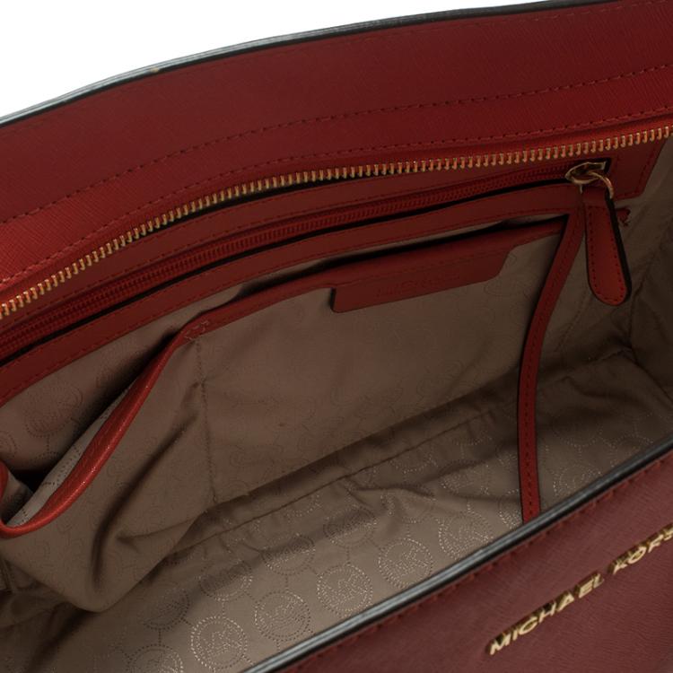 Pre Owned Michael Kors Red Saffiano Leather Medium Selma Tote