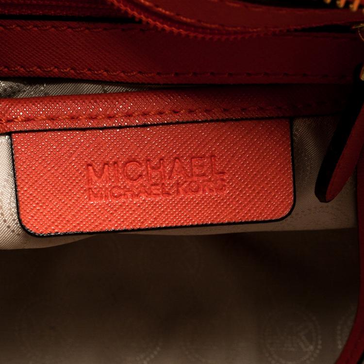 Pre Owned Michael Kors Red Saffiano Leather Medium Selma Tote