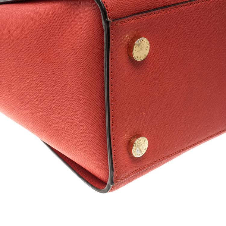 Pre Owned Michael Kors Red Saffiano Leather Medium Selma Tote