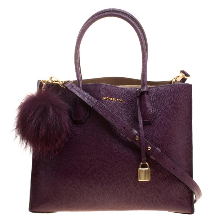 Pre Owned Michael Kors Burgundy Leather Mercer Tote