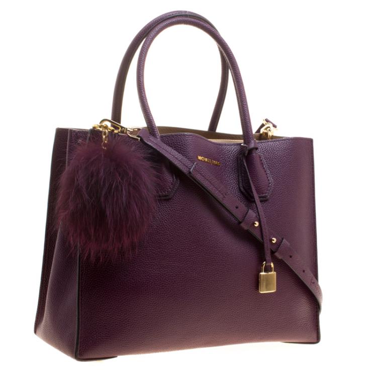 Pre Owned Michael Kors Burgundy Leather Mercer Tote