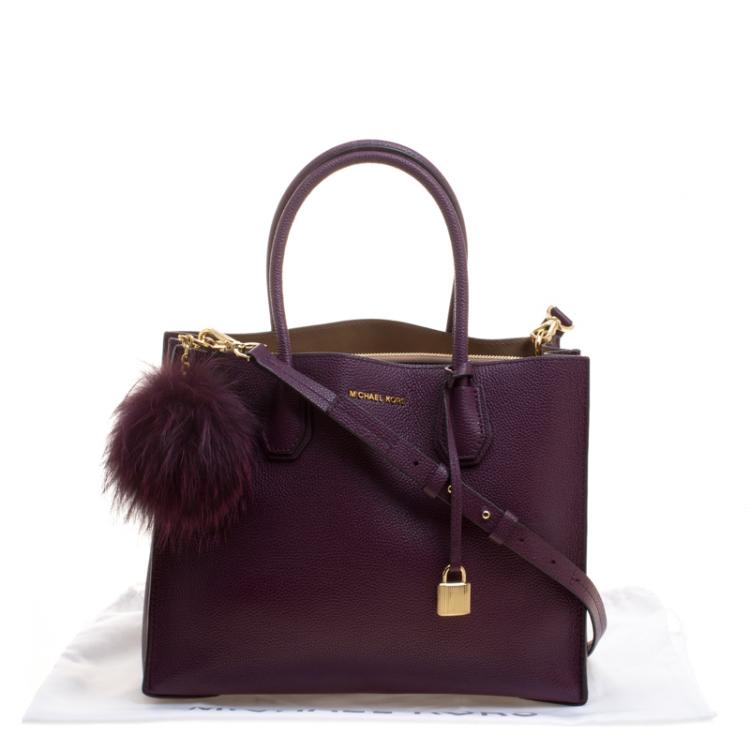 Pre Owned Michael Kors Burgundy Leather Mercer Tote