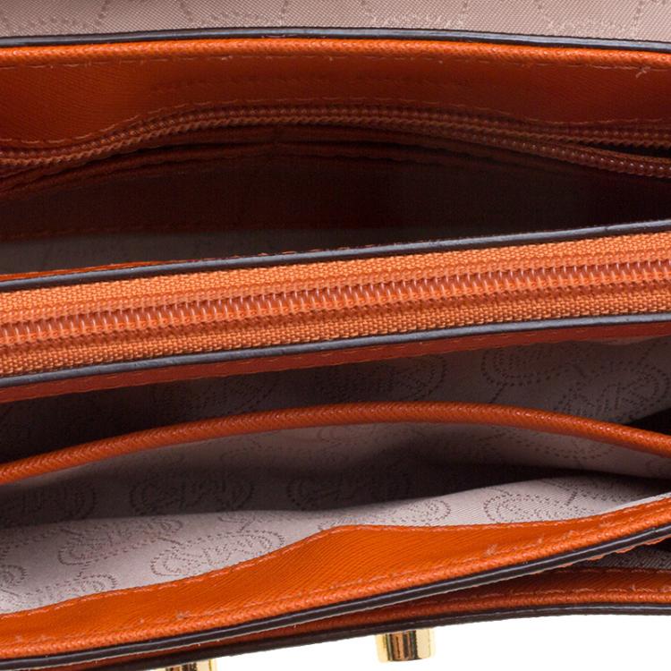 Pre Owned Michael Kors Orange Leather Sloan Studded Shoulder Bag