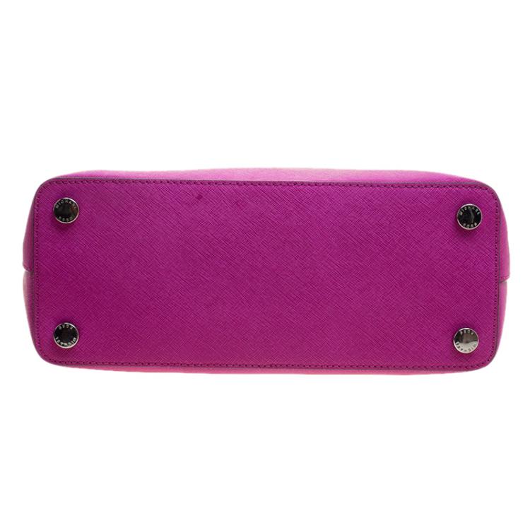 Pre Owned Michael Kors Fuchsia Leather Cindy Dome Satchel