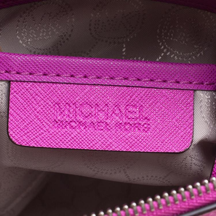 Pre Owned Michael Kors Fuchsia Leather Cindy Dome Satchel
