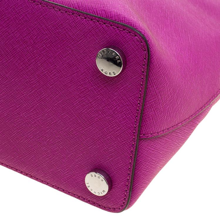 Pre Owned Michael Kors Fuchsia Leather Cindy Dome Satchel