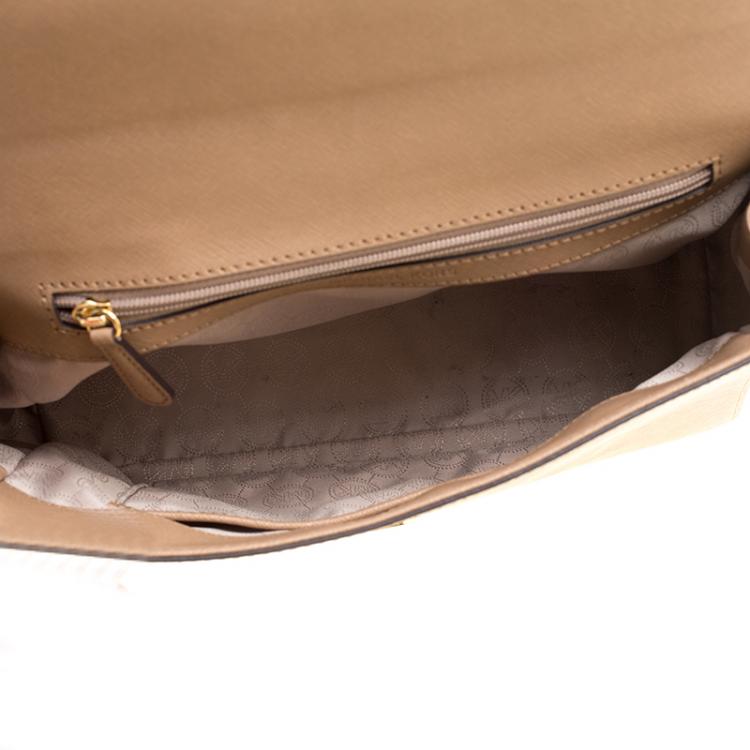 Pre Owned Michael Kors Dark Beige Saffiano Leather Medium Ava Satchel