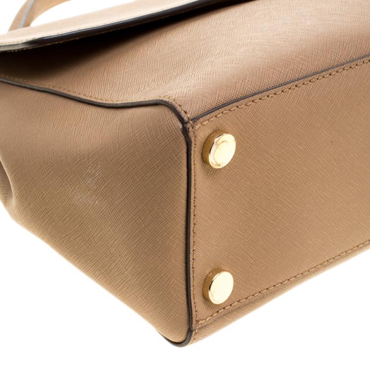 Pre Owned Michael Kors Dark Beige Saffiano Leather Medium Ava Satchel