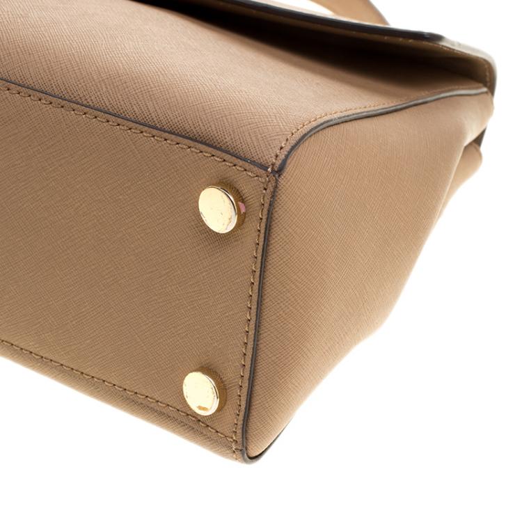 Pre Owned Michael Kors Dark Beige Saffiano Leather Medium Ava Satchel