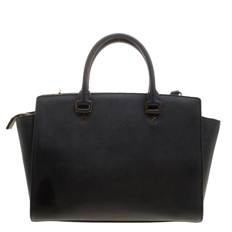 Pre Owned Michael Kors Black Saffiano Leather Medium Selma Tote