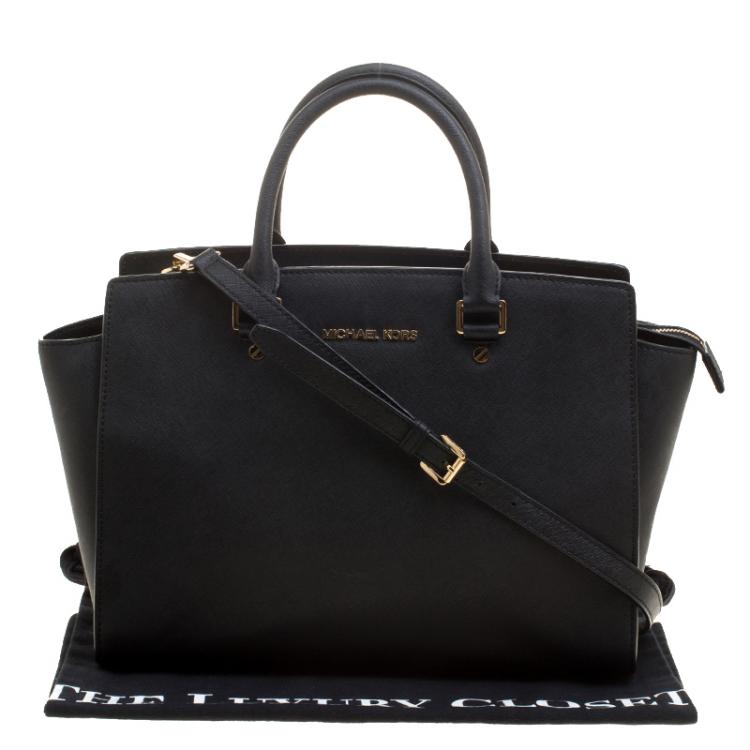 Pre Owned Michael Kors Black Saffiano Leather Medium Selma Tote