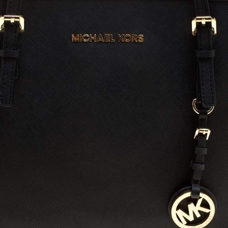 مملوكة مسبقًا Michael Kors Black Saffiano Leather Jetset Tote