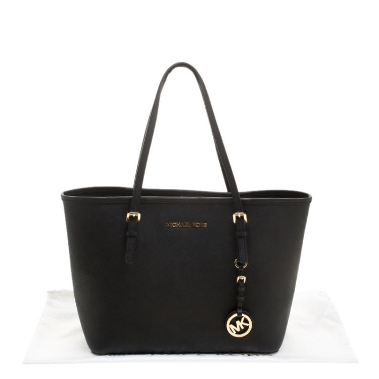 مملوكة مسبقًا Michael Kors Black Saffiano Leather Jetset Tote