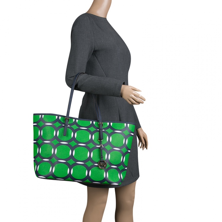 Pre Owned Michael Kors Multicolor Saffiano Leather Jetset Tote