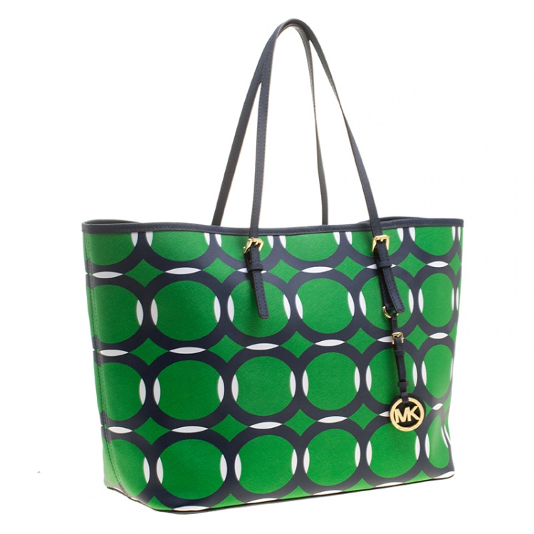 Pre Owned Michael Kors Multicolor Saffiano Leather Jetset Tote
