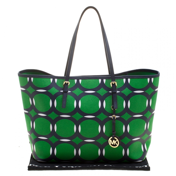 Pre Owned Michael Kors Multicolor Saffiano Leather Jetset Tote