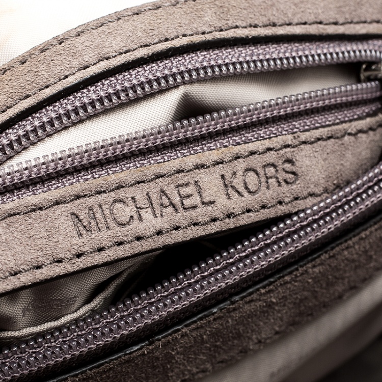 Pre Owned Michael Kors Grey Quilted Suede Large Sloan Flap Shoulder Bag 