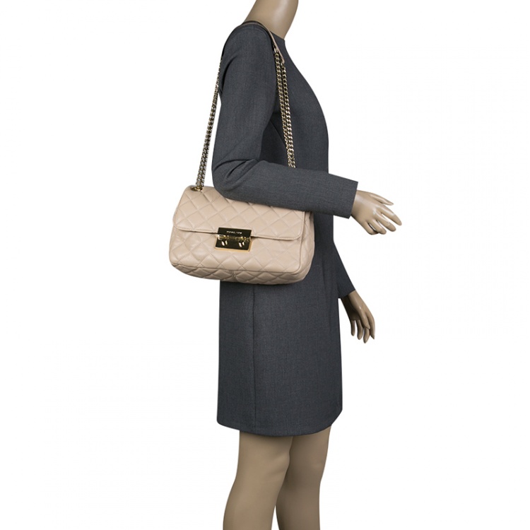 Pre Owned Michael Kors Pink Quilted Leather Shoulder Bag