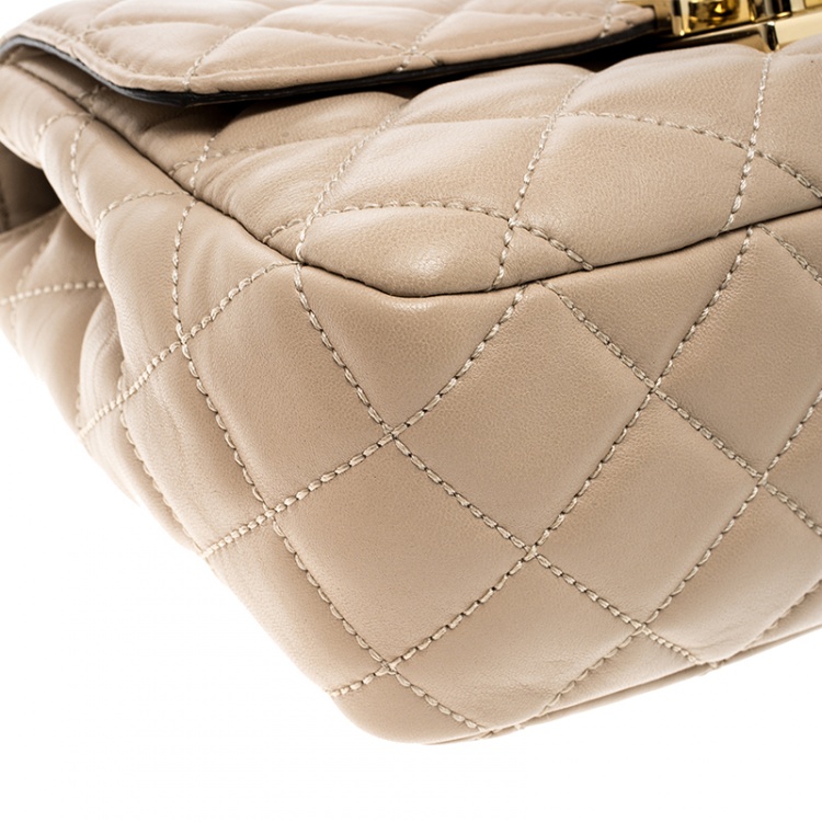 Pre Owned Michael Kors Pink Quilted Leather Shoulder Bag