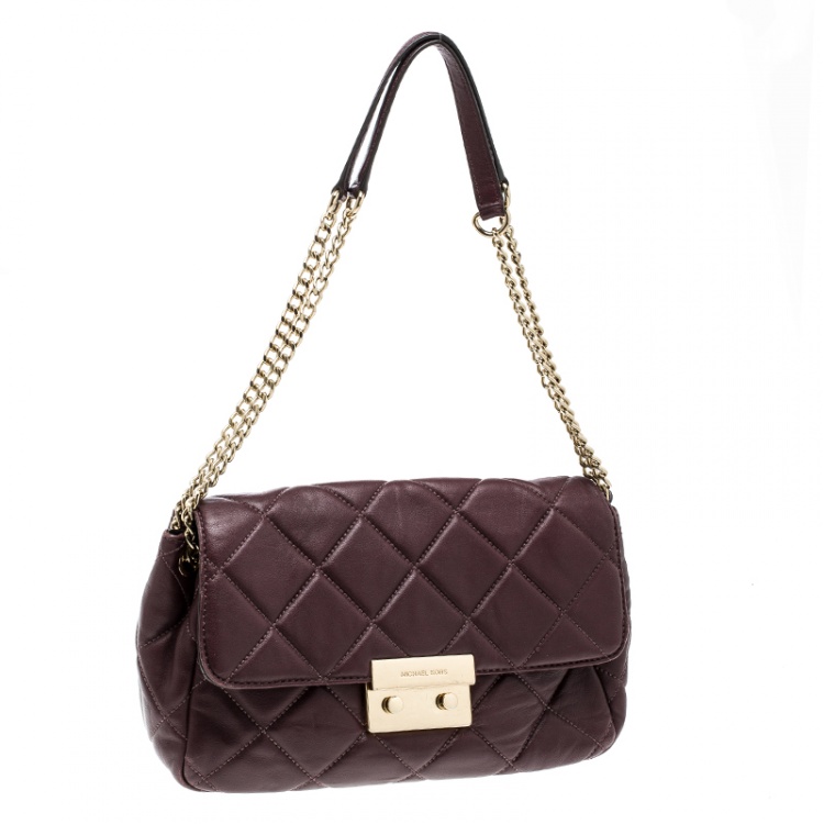 Pre Owned Michael Kors Burgundy Quilted Leather Sloan Shoulder Bag