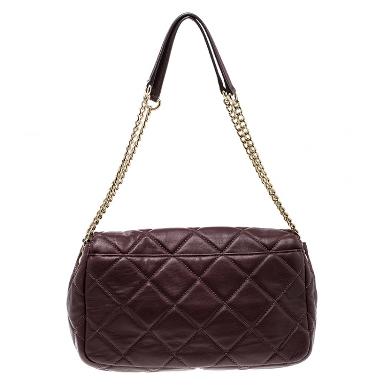 Pre Owned Michael Kors Burgundy Quilted Leather Sloan Shoulder Bag
