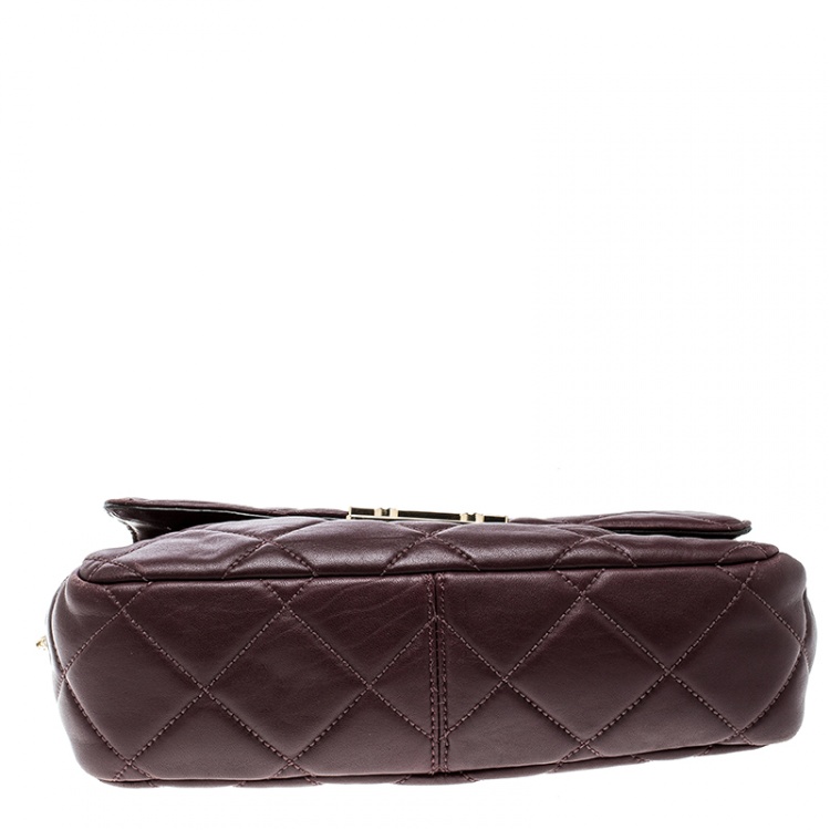 Pre Owned Michael Kors Burgundy Quilted Leather Sloan Shoulder Bag