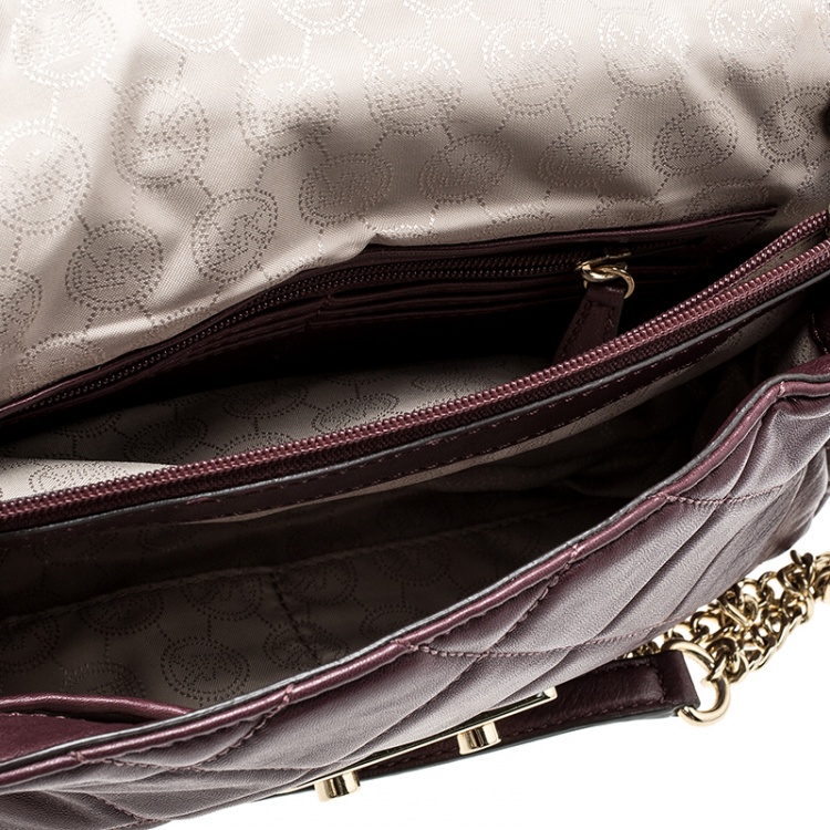 Pre Owned Michael Kors Burgundy Quilted Leather Sloan Shoulder Bag