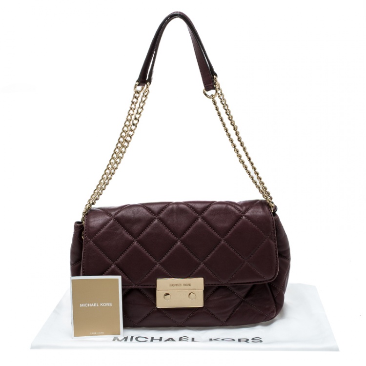 Pre Owned Michael Kors Burgundy Quilted Leather Sloan Shoulder Bag
