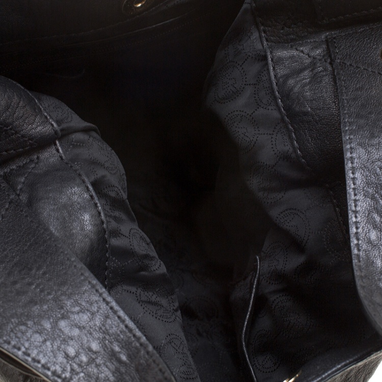 Pre Owned Michael Kors Black Leather Studded Uptown Astor Hobo