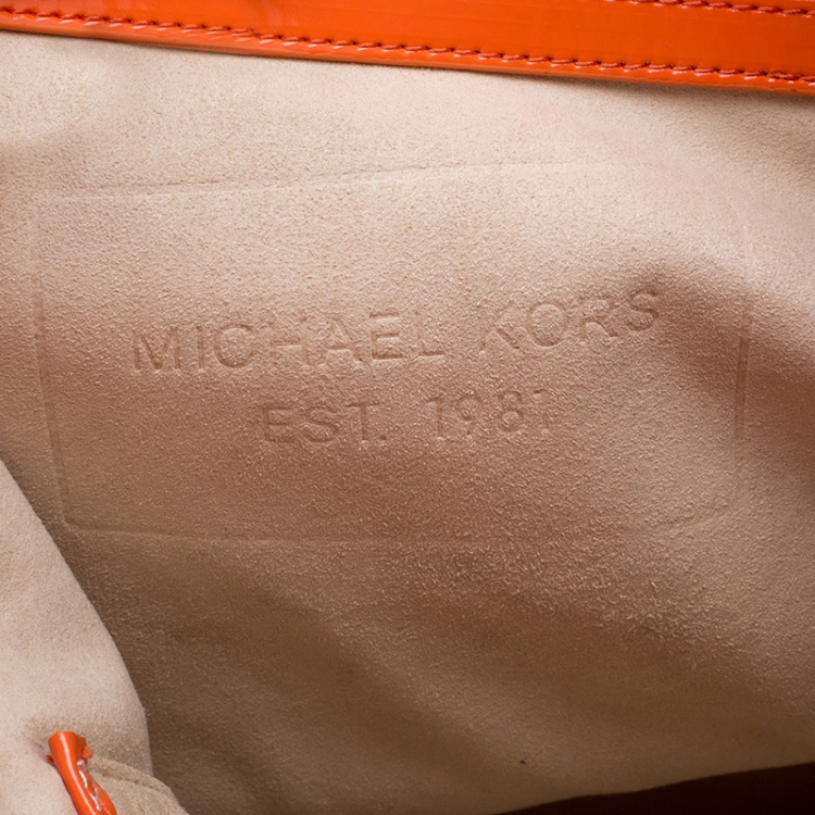 Pre Owned Michael Kors Orange Embossed Neoprene Jet Set Tote